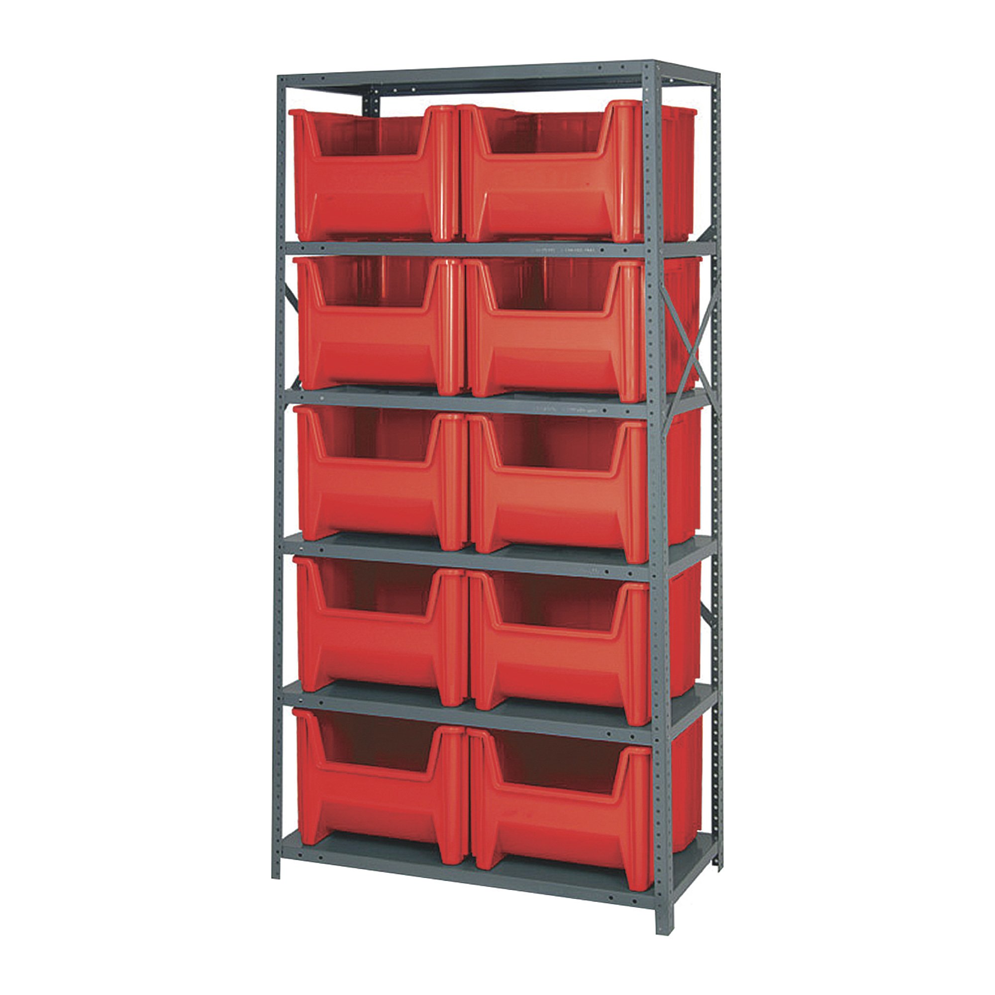 Quantum Storage Giant Hopper Bins With Shelf Unit — 36in.W x 18in.D x 75in.H Rack Size, Model# QSBU-800